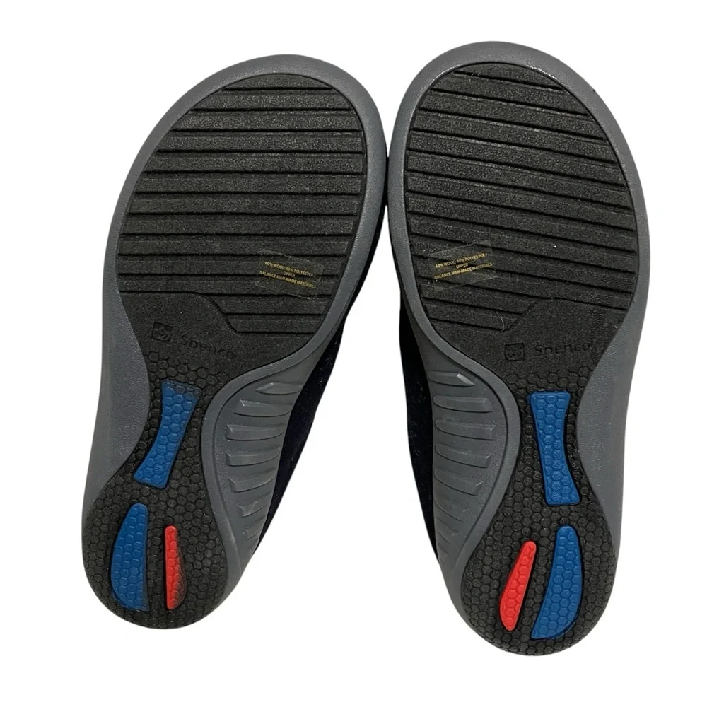 Spenco Black Fleece Lined Wool Blend Black Slip On Slipper House Shoes Womens 9 - Picture 7 of 13